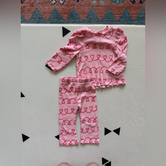 Cat & Jack Other - Cat & Jack|Baby girl matching set in Pink Heart Pattern,long sleeve & flare pant